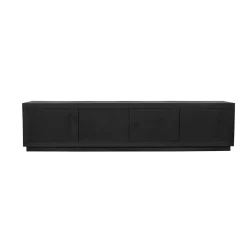 Meuble TV avec rangement bois noir 200 cm MONTARO