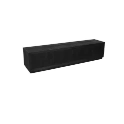 Meuble TV avec rangement bois noir 200 cm MONTARO
