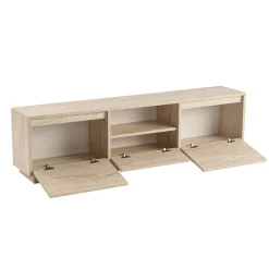 Meuble TV avec rangement - effet travertin MARFA
