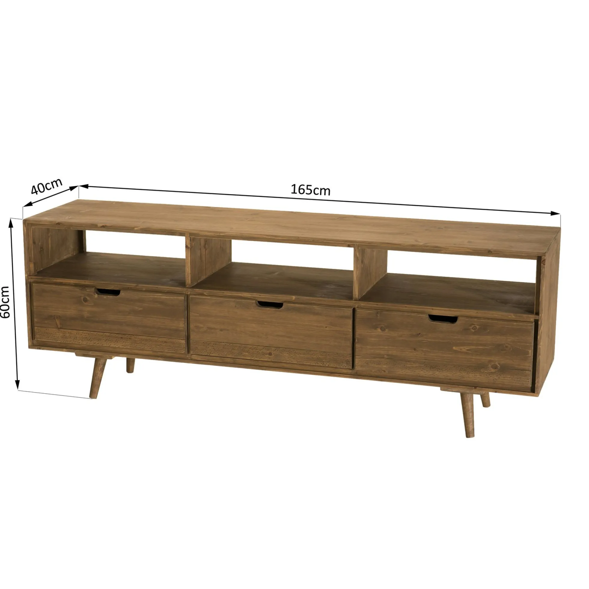 Meuble tv avec rangement en bois de sapin LIMA