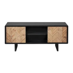 Meuble tv avec rangement en bois recyclé FSC motif chevron FAGA
