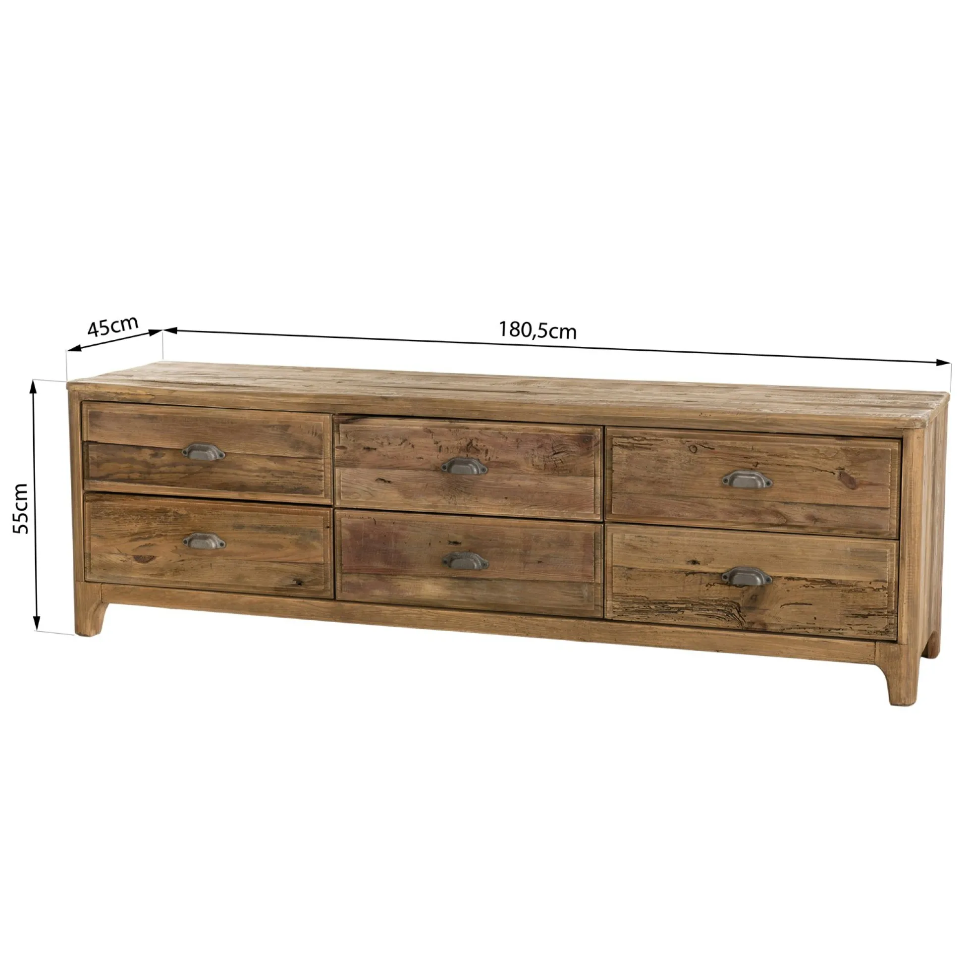 Meuble tv avec rangement en bois de pin recyclé DENVER