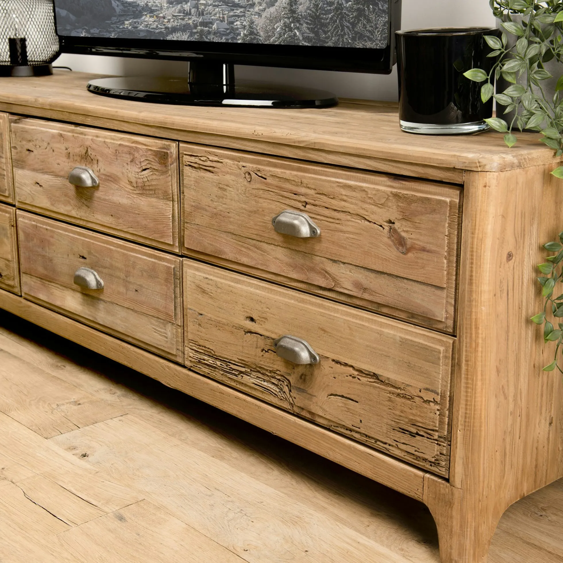Meuble tv avec rangement en bois de pin recyclé DENVER