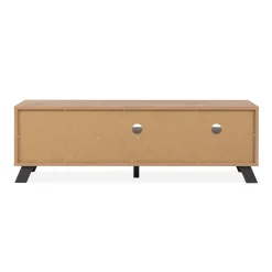 Meuble TV avec rangement 1 porte noire rainurée ALVA