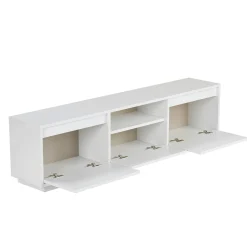 Meuble TV blanc 3 portes abattantes MARFA
