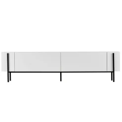 Meuble TV blanc 2 portes pieds métal noir MARFA