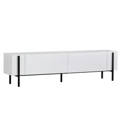 Meuble TV blanc 2 portes pieds métal noir MARFA