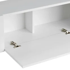 Meuble TV blanc 2 portes pieds métal noir MARFA