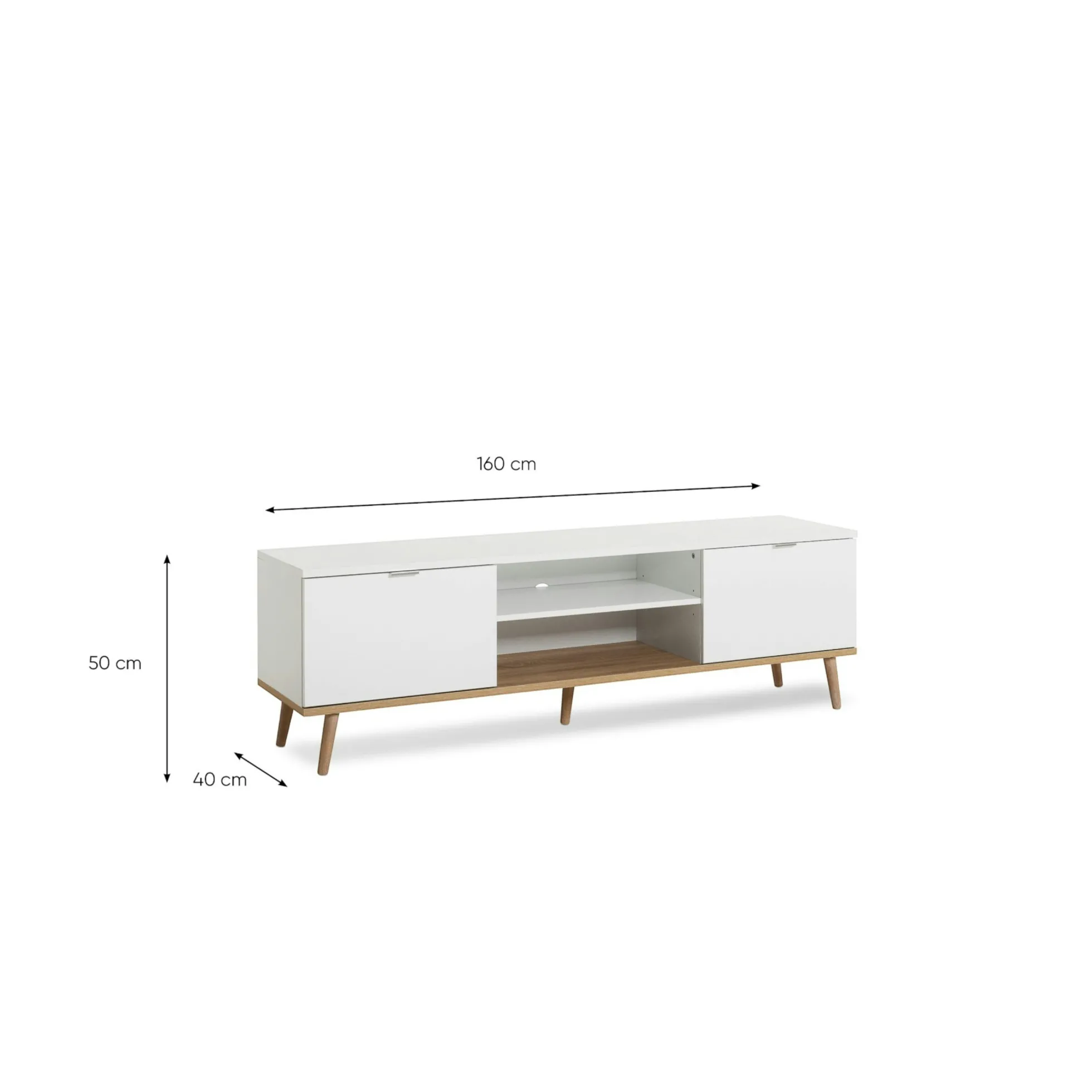 Meuble TV blanc 2 portes style scandinave ALVA