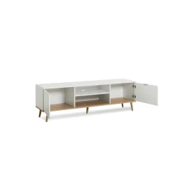 Meuble TV blanc 2 portes style scandinave ALVA