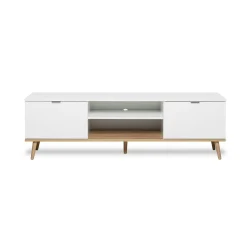Meuble TV blanc 2 portes style scandinave ALVA
