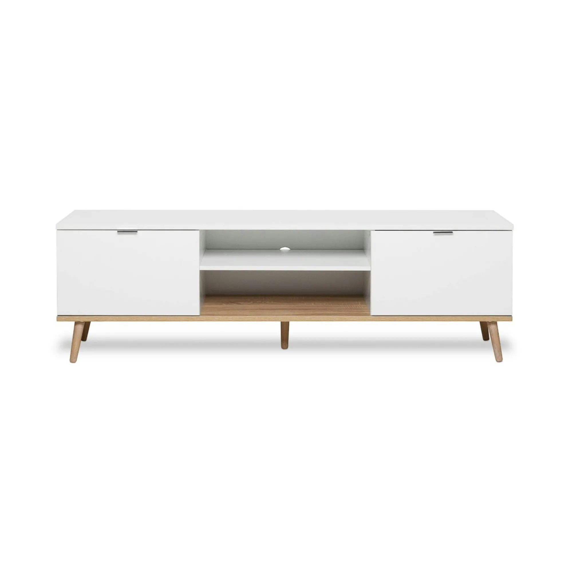 Meuble TV blanc 2 portes style scandinave ALVA