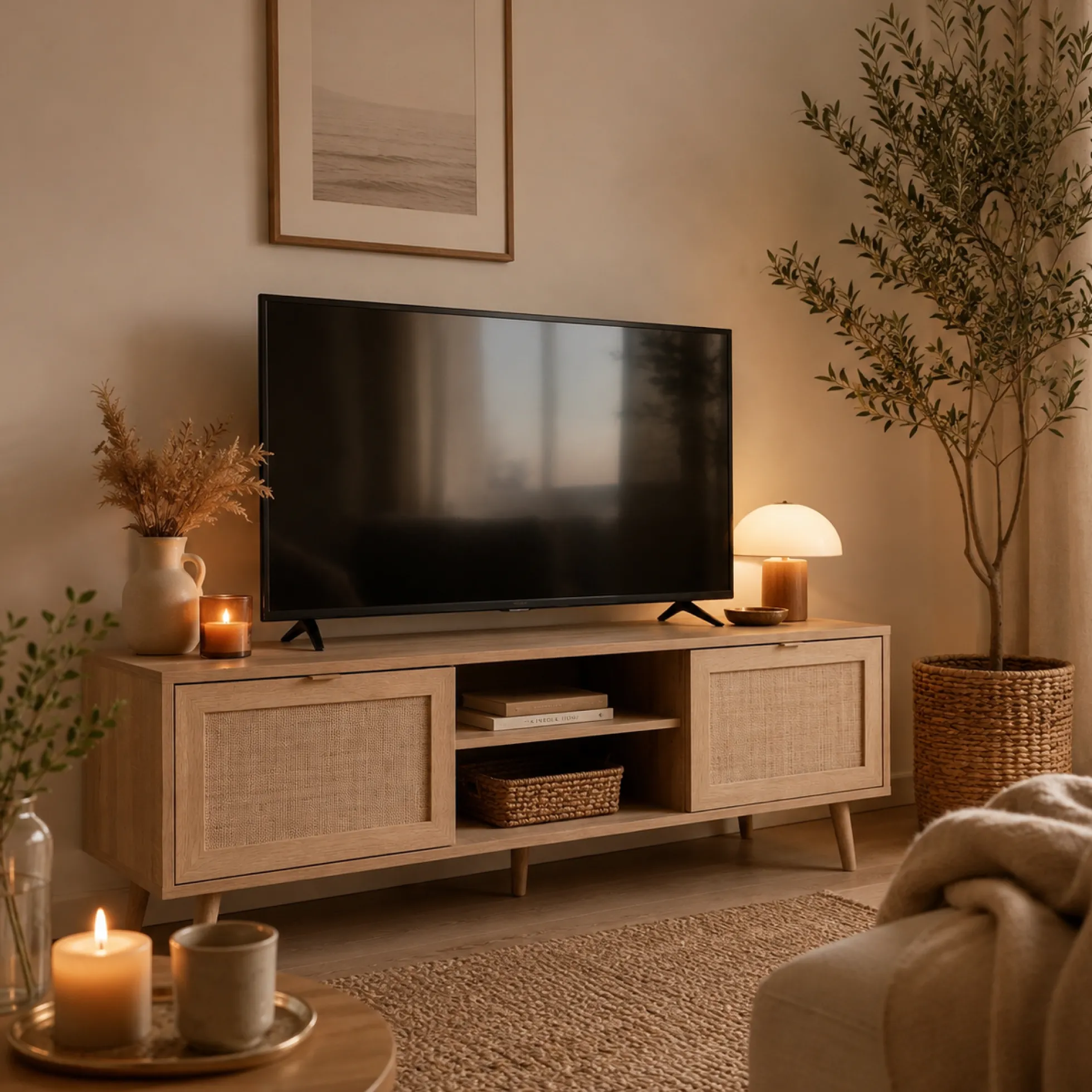 Meuble TV bohème 2 portes 1 niche centrale SONA