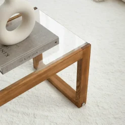Meuble TV bois brun et verre - 130 cm, moderne LHASA