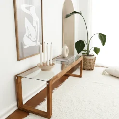 Meuble TV bois brun et verre - 130 cm, moderne LHASA