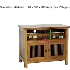 Meuble TV bois de teck 2 portes BISHO