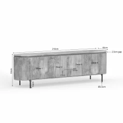 Meuble TV bois gris rainuré ovale 4 portes CALERO