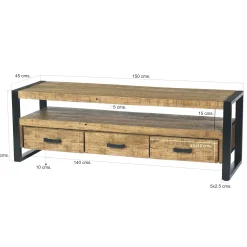 Meuble TV bois métal à double plateau KARGO