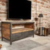 Meuble TV bois métal 2 tiroirs CARAVELLE