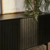 Meuble TV bois noir 4 portes rainurées 165 cm CORTINA