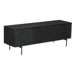Meuble TV bois noir 4 portes rainurées 165 cm CORTINA