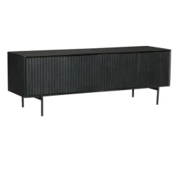 Meuble TV bois noir 4 portes rainurées 165 cm CORTINA