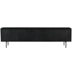 Meuble TV bois noir 4 portes rainurées 210 cm CORTINA