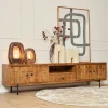 Meuble TV bois 4 portes décor damier UDA