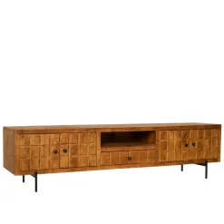 Meuble TV bois 4 portes décor damier UDA