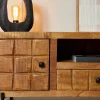 Meuble TV bois 2 portes décor damier UDA