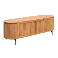 Meuble TV bois rainuré ovale 3 portes CALERO