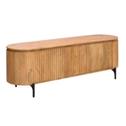Meuble TV bois rainuré ovale 3 portes CALERO
