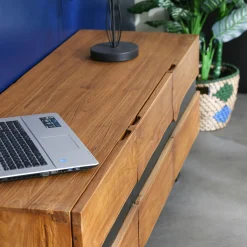 Meuble tv bois recyclé teck laque noire BARBADE