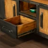 Meuble tv bois recyclé teck métal vieilli CLEVELAND