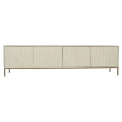 Meuble TV bois sable 4 portes rainurées 210 cm CORTINA