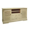 Meuble TV / Buffet Hévéa 2 portes persiennes, 6 tiroirs, 2 niches 150x44x80cm MAORI