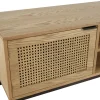 Meuble TV 147 cm 2 portes cannage rotin naturel PALMA