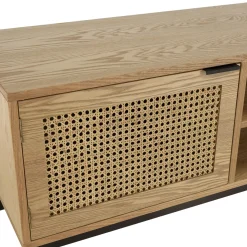 Meuble TV 147 cm 2 portes cannage rotin naturel PALMA
