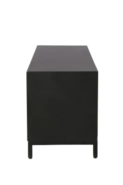 Meuble tv contemporain chêne massif encadrement métal noir HUDSON