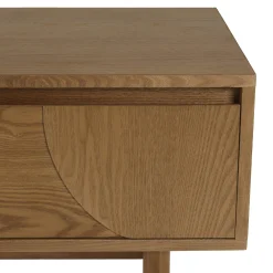 Meuble TV couleur naturelle 2 tiroirs motif arrondi 2 niches CORIA
