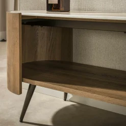 Meuble TV céramique 2 plateaux et pieds obliques ASCOLI