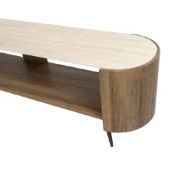 Meuble TV céramique 2 plateaux et pieds obliques ASCOLI