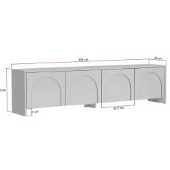 Meuble TV crème 4 portes motif arches MARFA