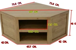 Meuble TV d'angle hévéa 76CM OLGA
