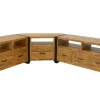 Meuble TV d'angle hévéa recyclé naturel et métal noirci 1 tiroir 1 niche 115X40X55cm DOCKER