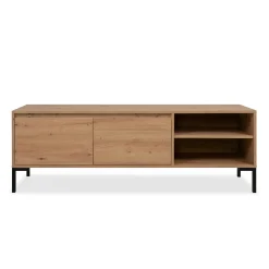 Meuble TV décor bois 2 portes 2 niches KARVI