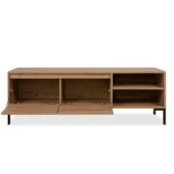 Meuble TV décor bois 2 portes 2 niches KARVI