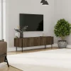Meuble TV design effet bois foncé pieds noirs baguette JENA