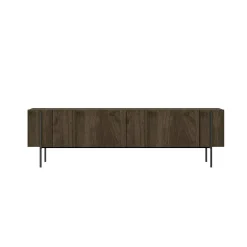 Meuble TV design effet bois foncé pieds noirs baguette JENA