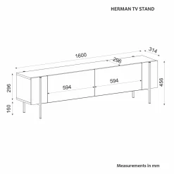 Meuble TV design effet bois foncé pieds noirs baguette JENA